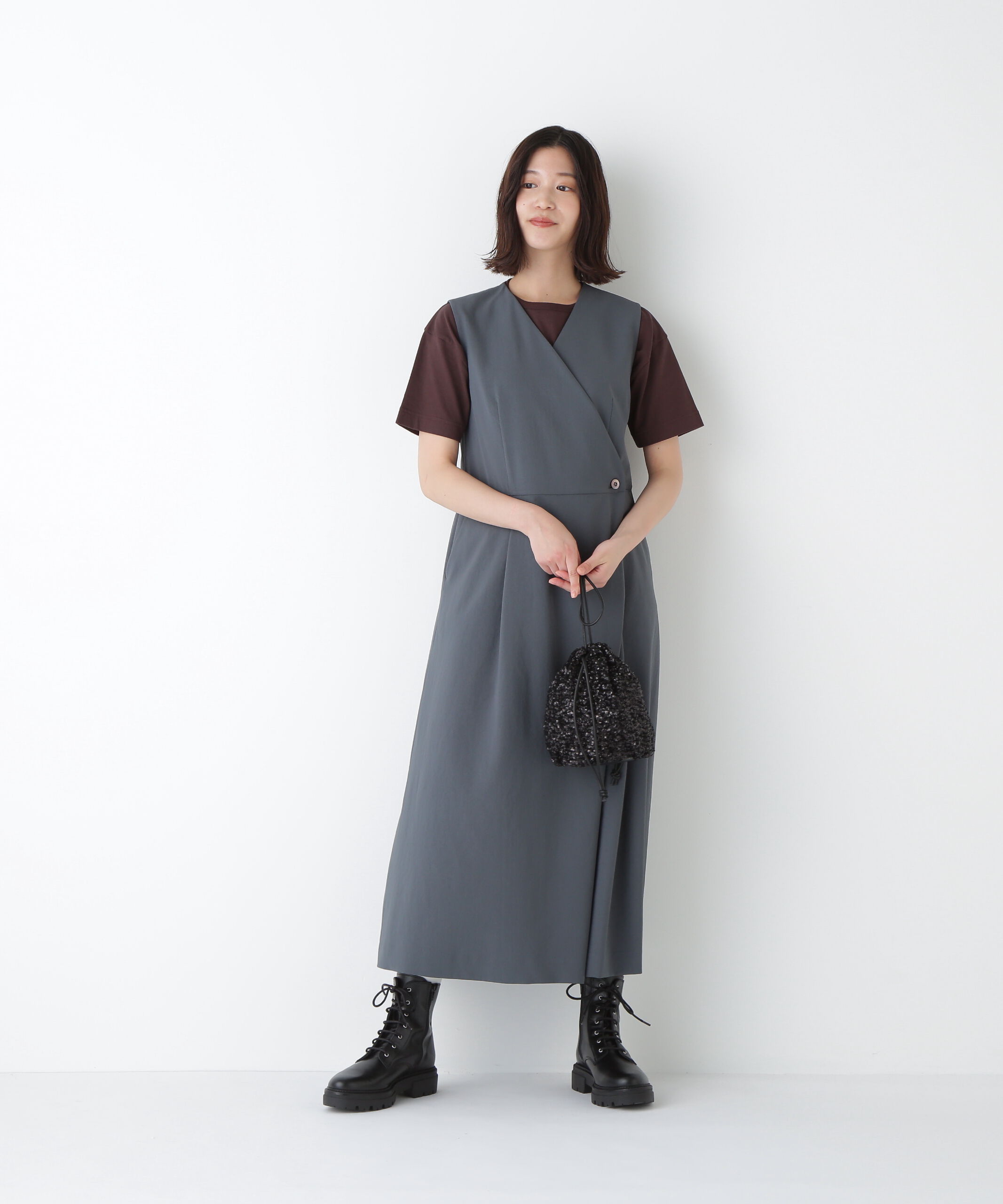  「◆Ｔ／ＴＡツイルラップ風ノースリーブワンピース」|ワンピース|