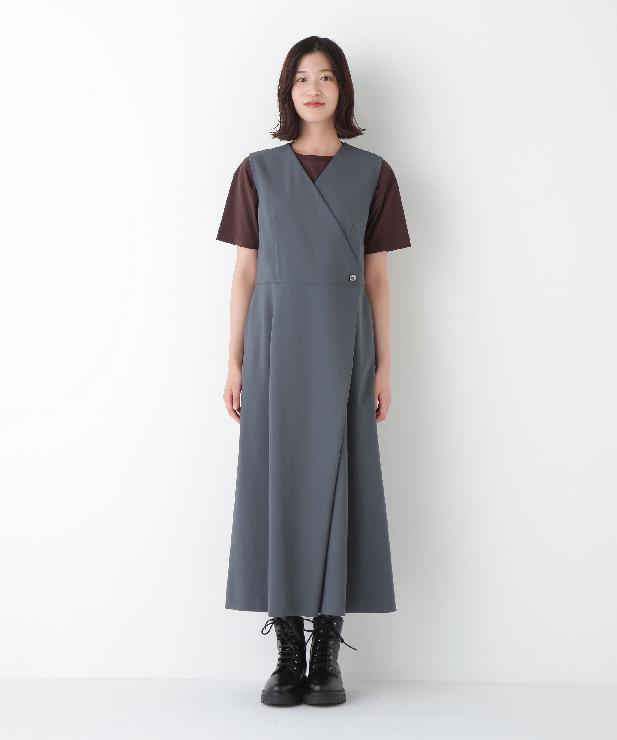  「◆Ｔ／ＴＡツイルラップ風ノースリーブワンピース」|ワンピース|