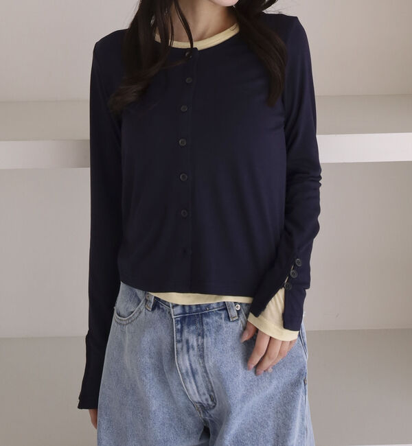 archives「シアーカットカーデ／ロングスリーブＴＯＰＳ」|カーディガン|NAVY