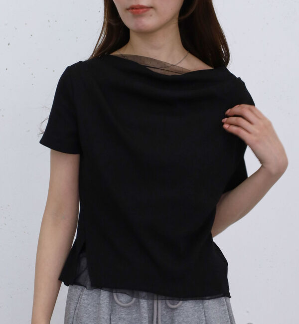 archives「チュールレイヤードタックドレープカットＴＯＰＳ」|Tシャツ・カットソー|BLACK