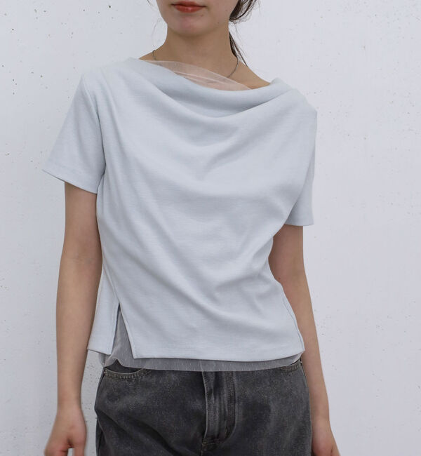 archives「チュールレイヤードタックドレープカットＴＯＰＳ」|Tシャツ・カットソー|BLUE