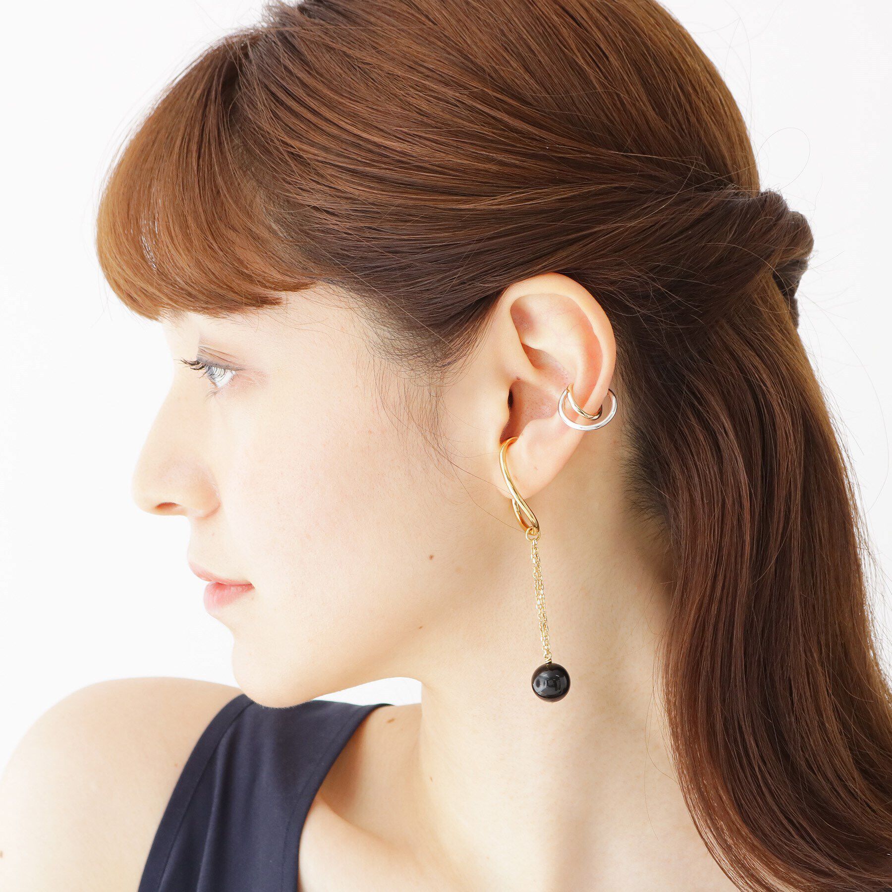 COCOSHNIK「シルバー カラーストーン（オニキス） イヤーカフチャーム GP」|チャーム・キーホルダー|