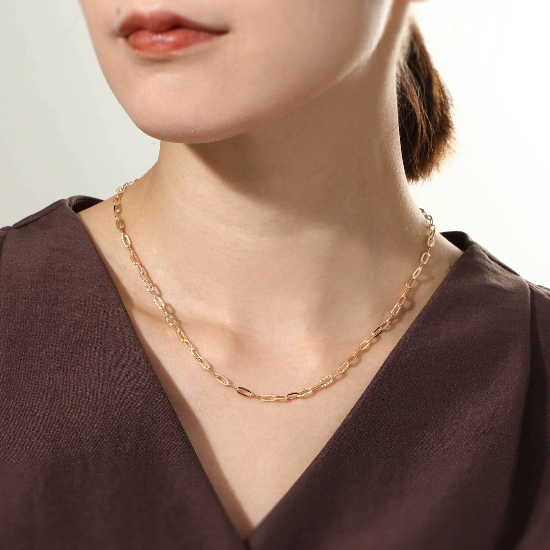 COCOSHNIK「K18中空プレイドケーブルチェーン ネックレス」|ネックレス|