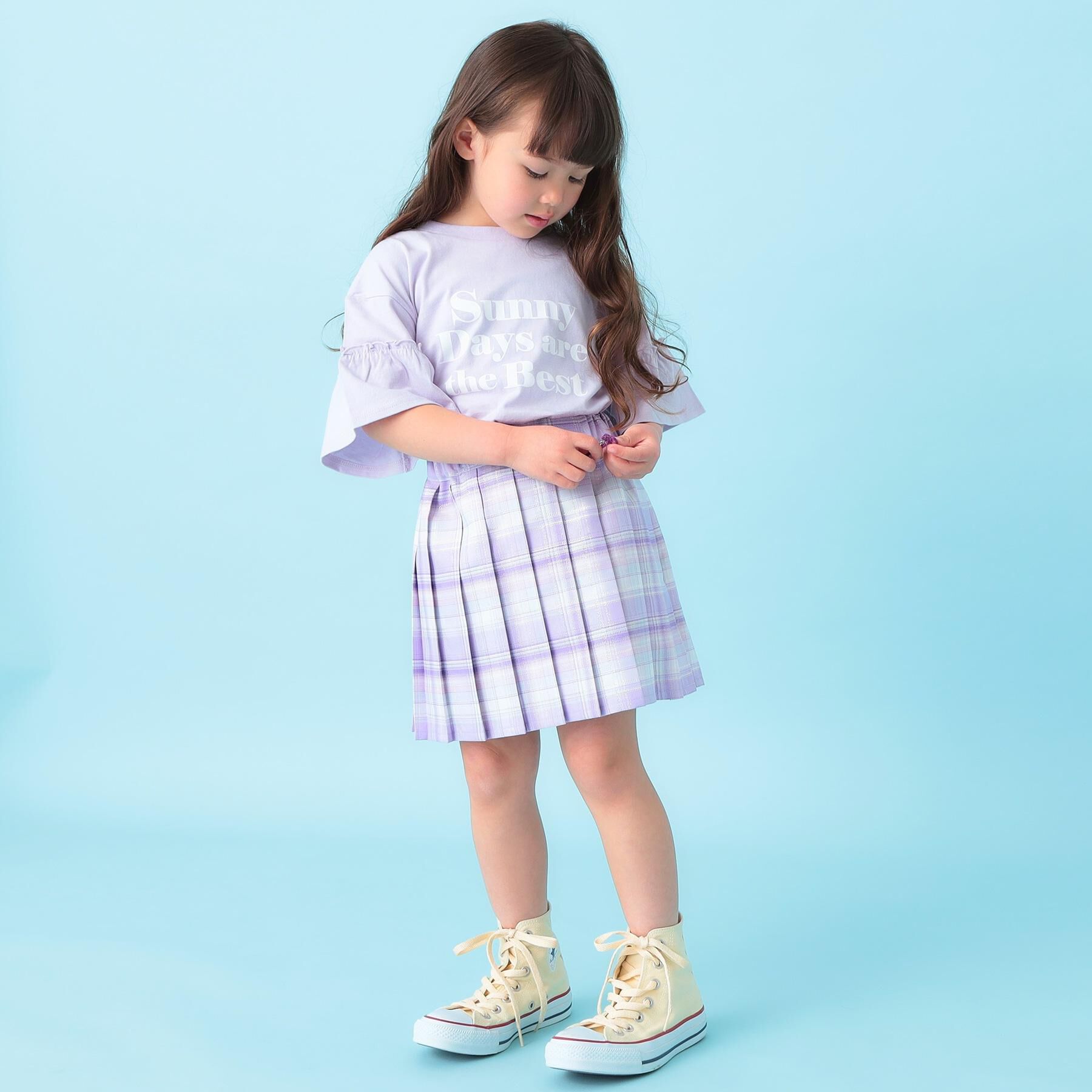 SHOO･LA･RUE「【100-150cm】ラメプリーツスカート」|スカート|