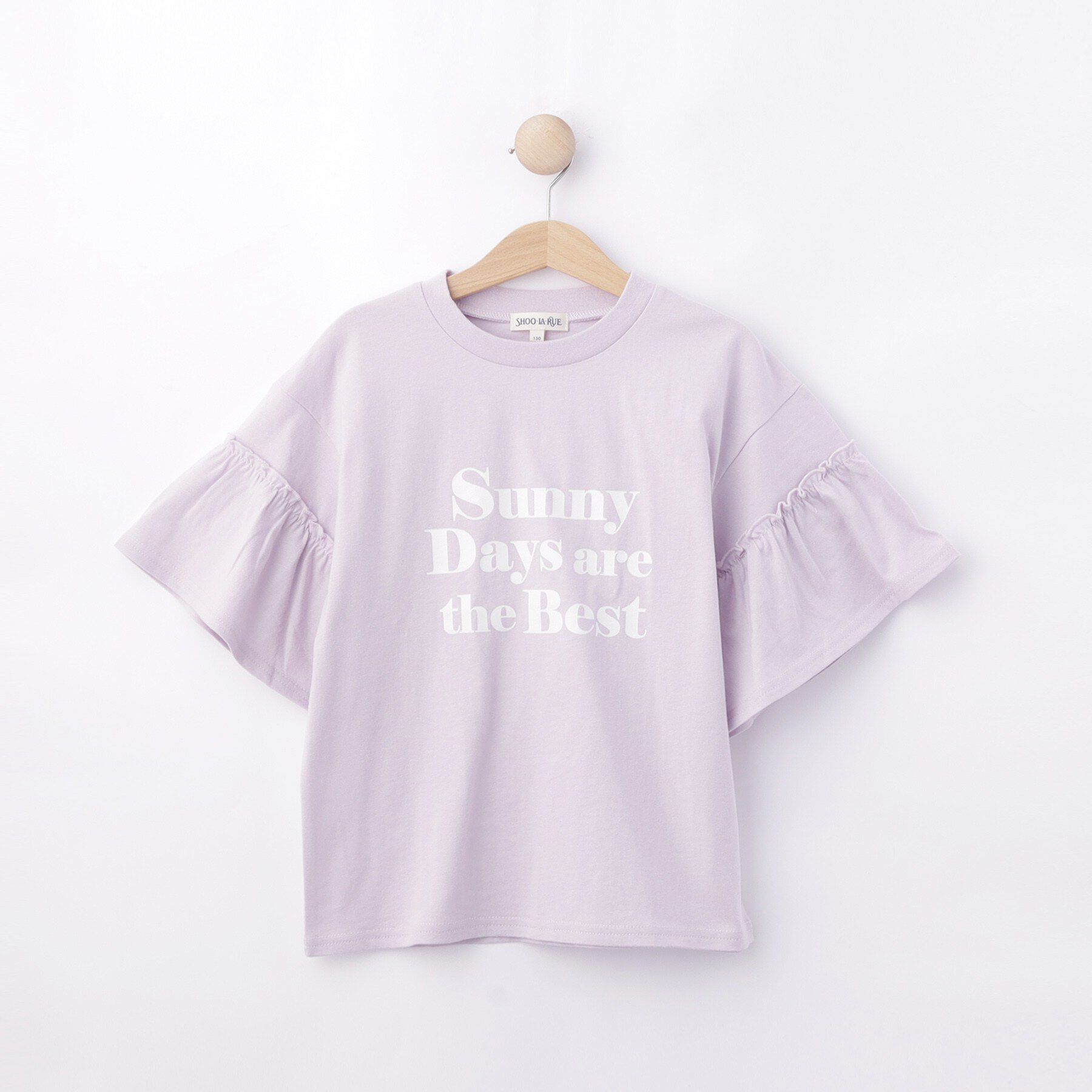 SHOO･LA･RUE「【100-150cm】フリルロゴTシャツ」|Tシャツ・カットソー|ラベンダー(080)
