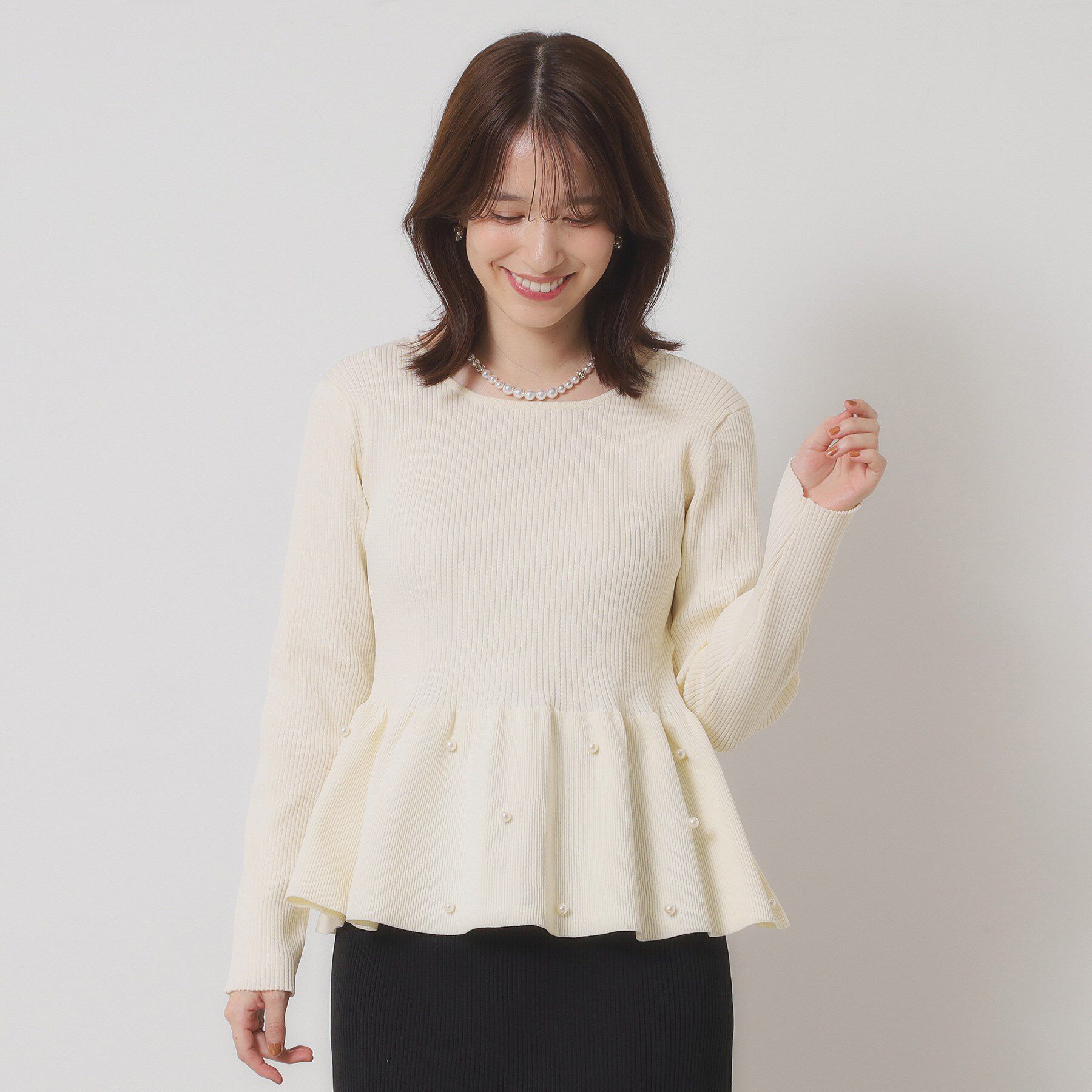 ITS&rsquo;DEMO「【手洗い可】ペプラムニット」|ニット・セーター|