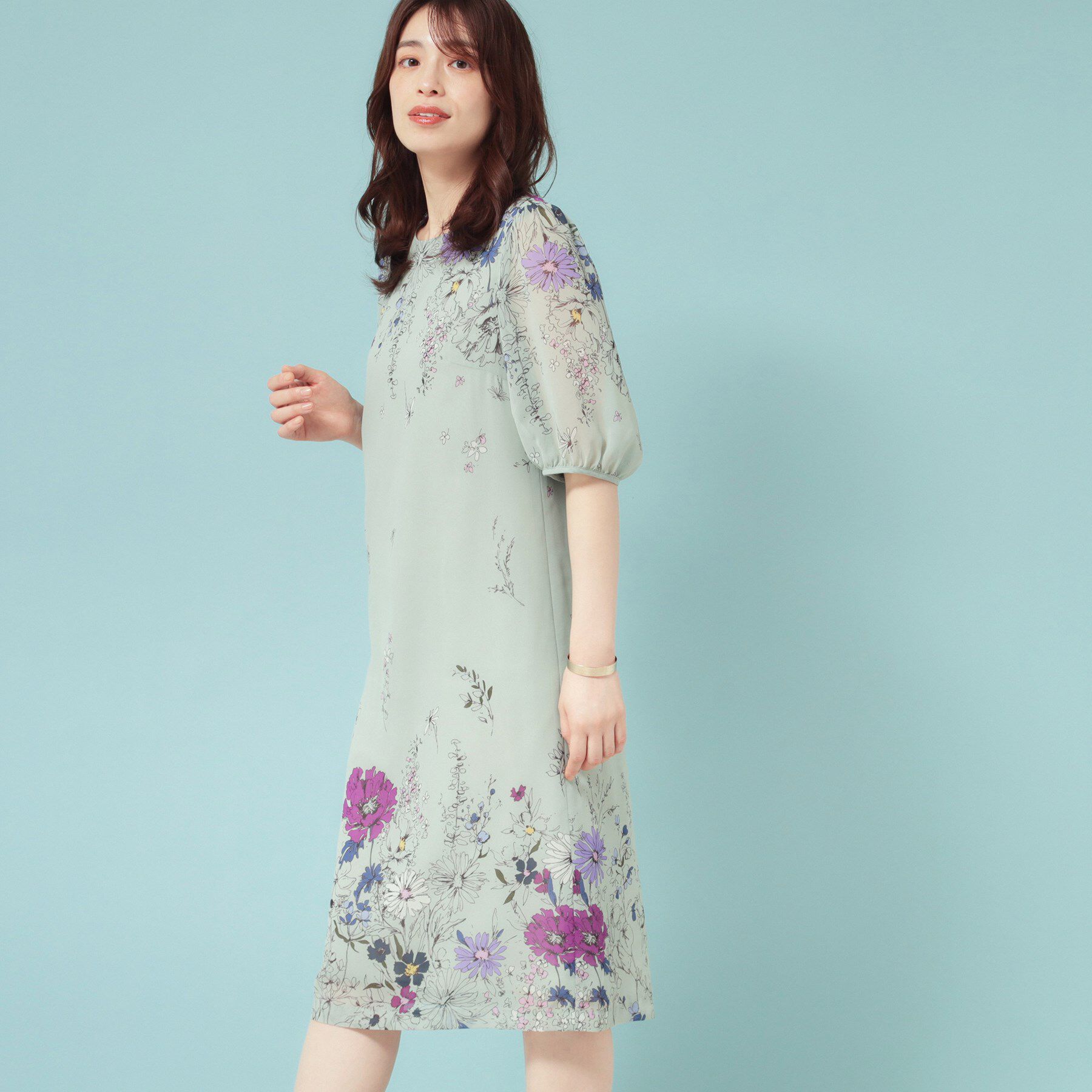 SunaUna「【コスモス／SS～Lサイズ展開】フラワーパネル柄ワンピース」|ワンピース|