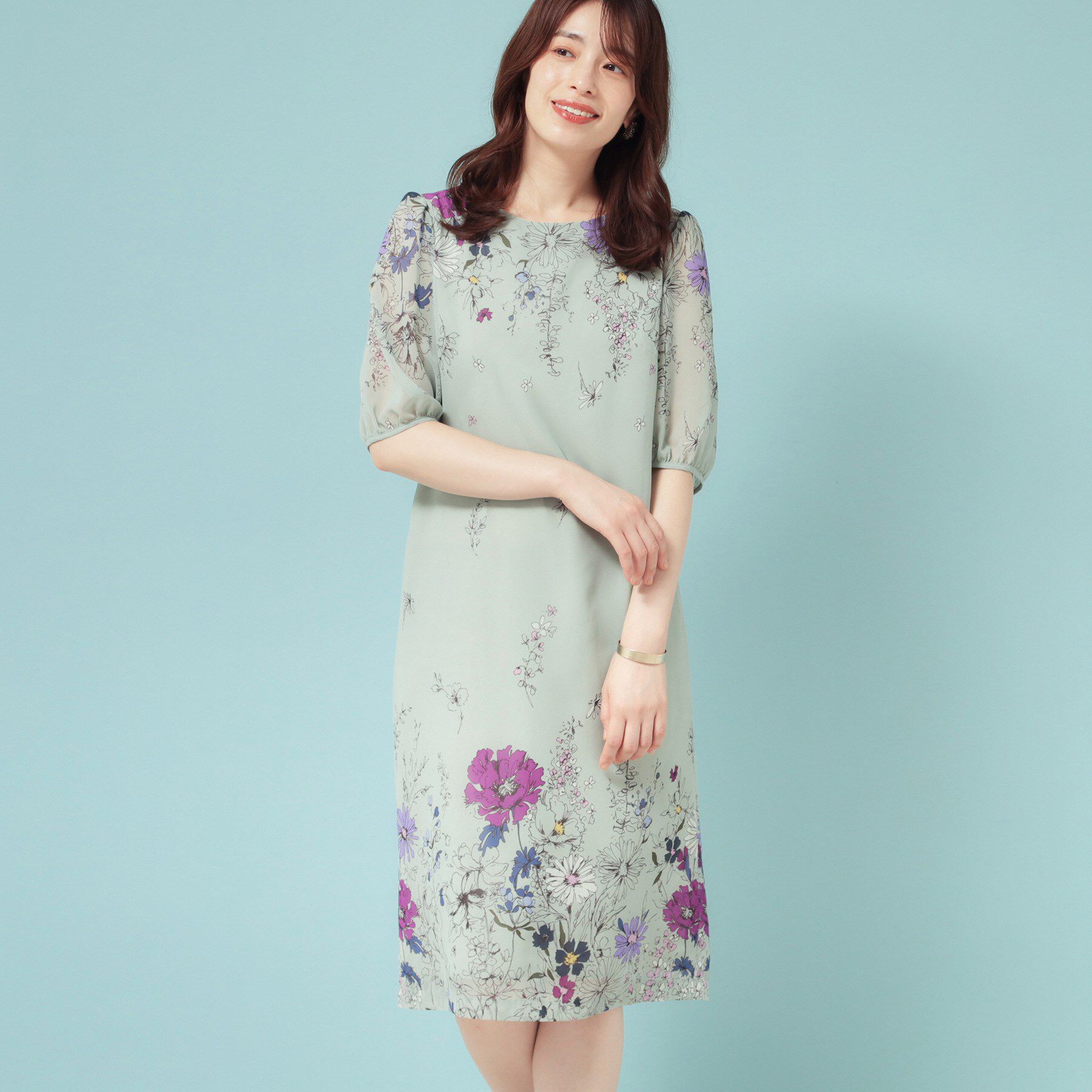 SunaUna「【コスモス／SS～Lサイズ展開】フラワーパネル柄ワンピース」|ワンピース|