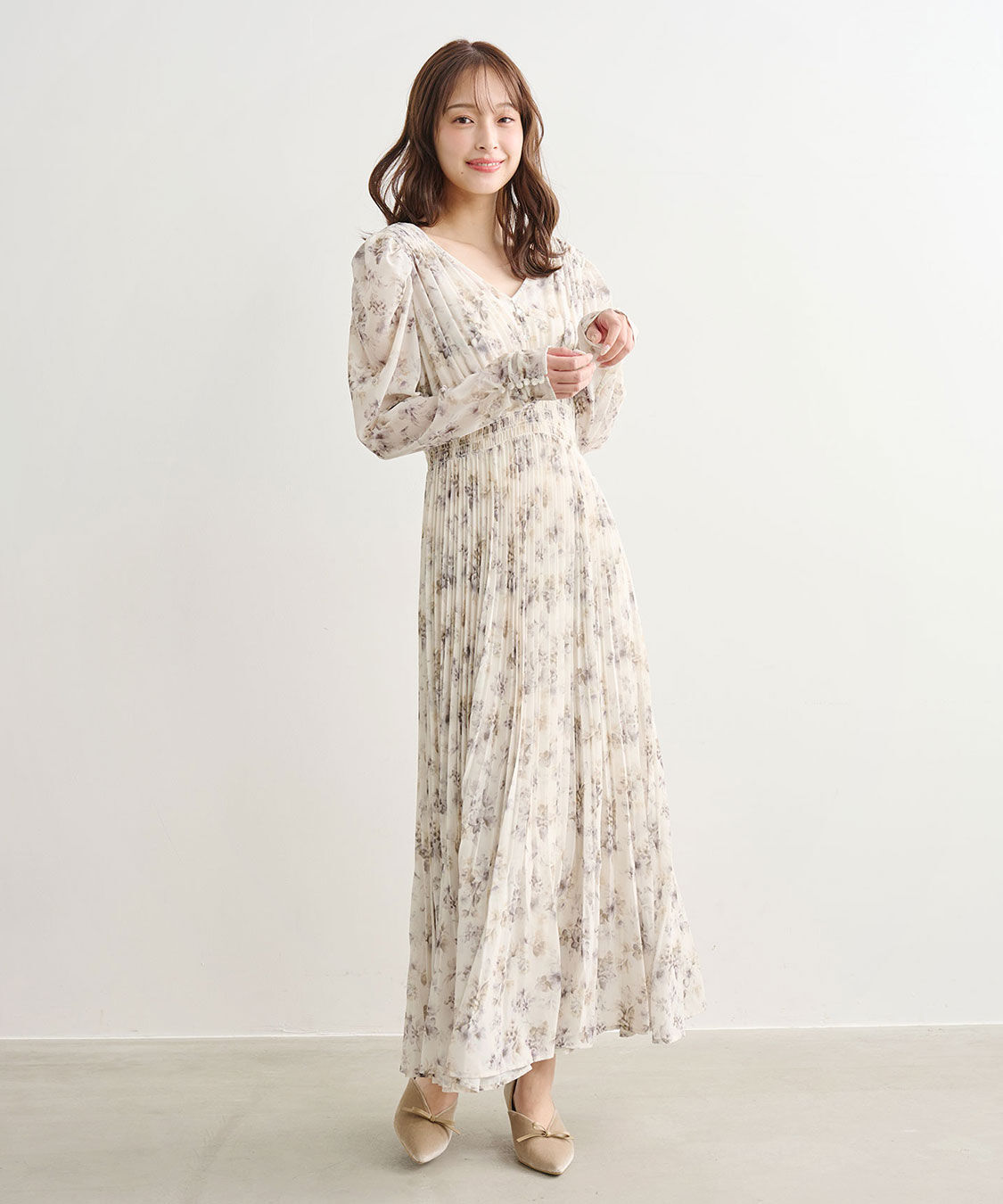 COCO DEAL「フラワープリントプリーツワンピース」|ワンピース|