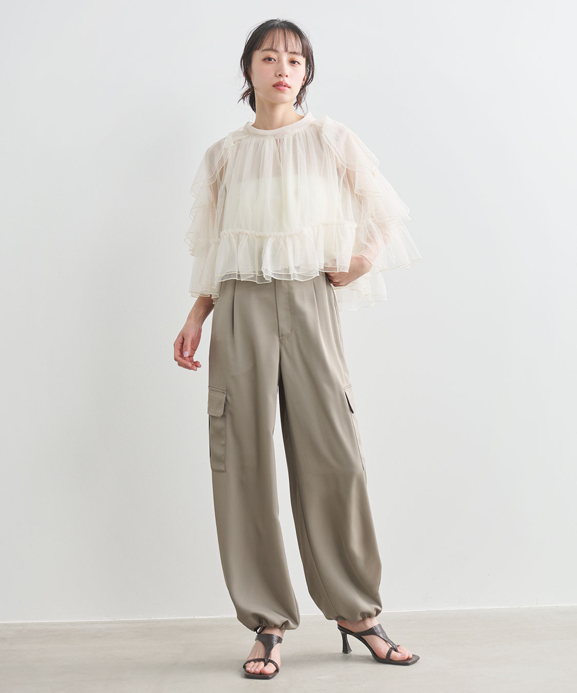 COCO DEAL「チュールギャザーブラウス」|シャツ・ブラウス|