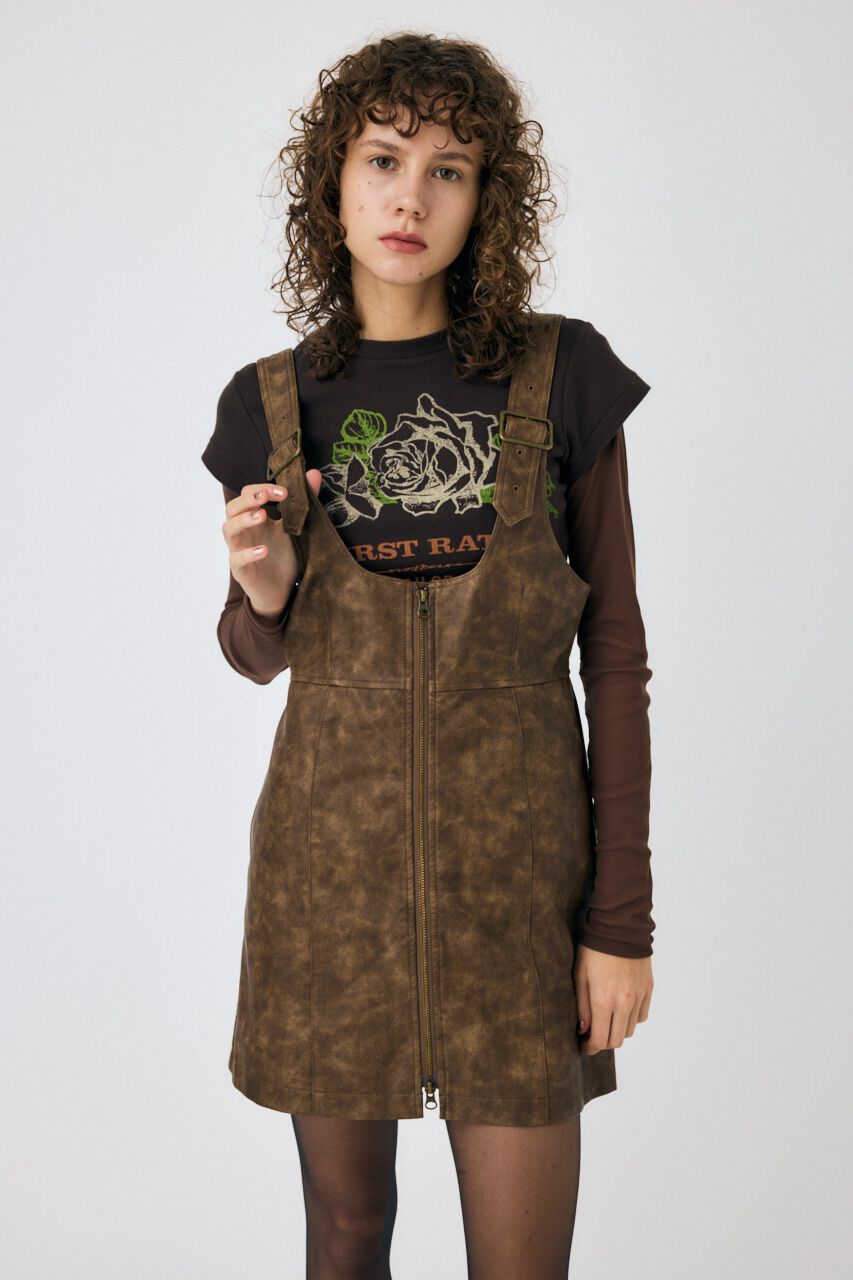 MOUSSY「FRONT ZIP ジャンパースカート」|ワンピース|