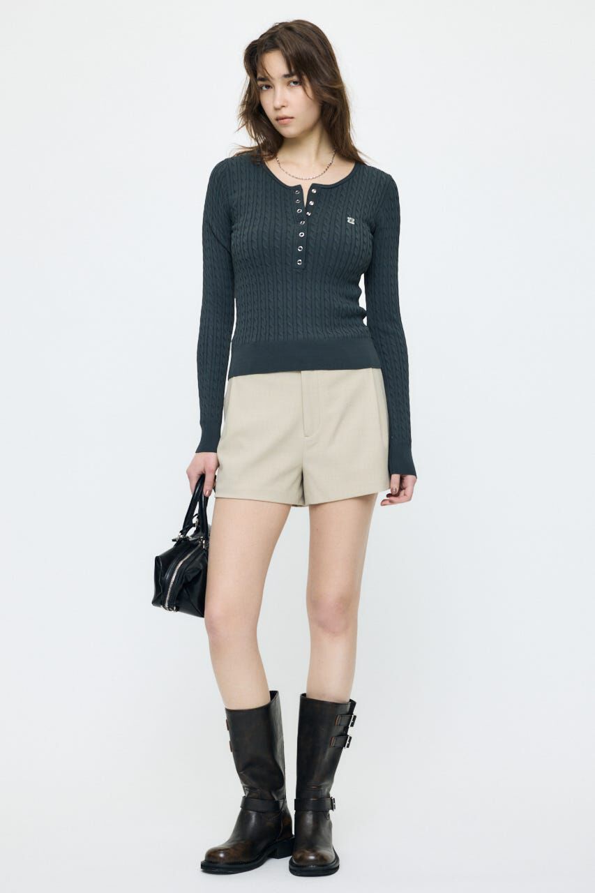 MOUSSY「HENRY NECK CABLE KNIT トップス」|ニット・セーター|