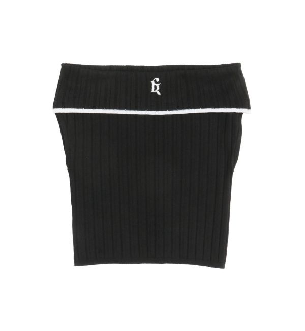CALNAMUR「BOEDER OFFSHOULDER KNIT PO/ボーダーオフショルダーニットプルオーバー」|ニット・セーター|ブラック