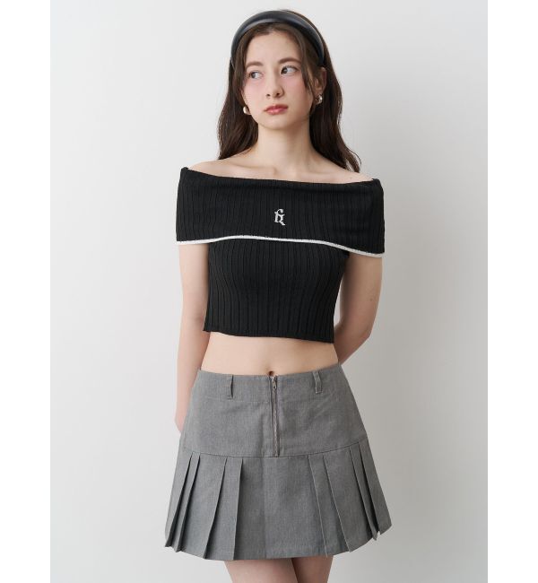 CALNAMUR「BOEDER OFFSHOULDER KNIT PO/ボーダーオフショルダーニットプルオーバー」|ニット・セーター|