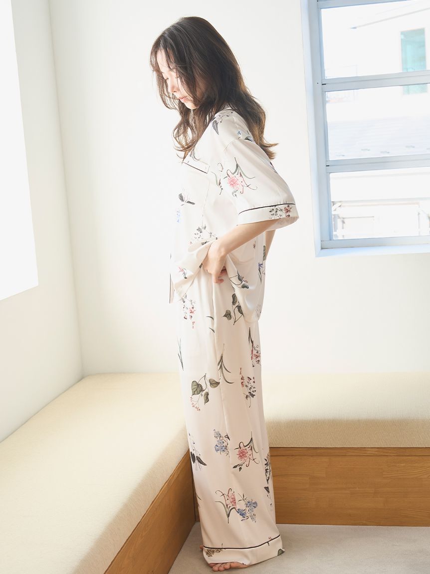 SNIDEL HOME「【UVカット】サテンプリント開襟シャツ」|ルームウェア|