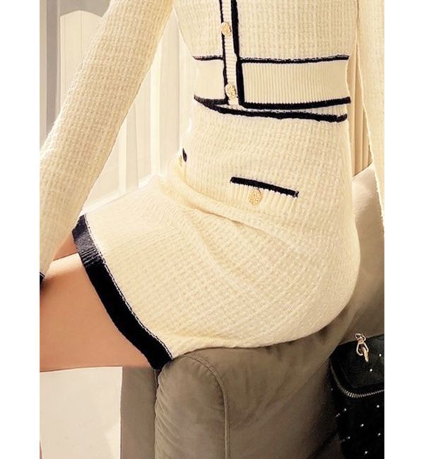 RESEXXY「ツイードニットバイカラースカート【セットアップ着用可能】」|スカート|ホワイト