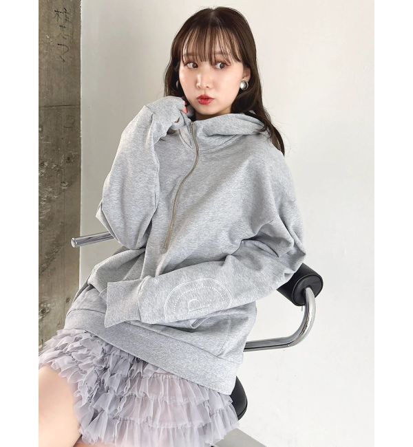 dazzlin「【吉田朱里】ストーンアートハーフジップフーディ」|パーカー|