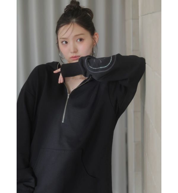 dazzlin「【吉田朱里】ストーンアートハーフジップフーディ」|パーカー|