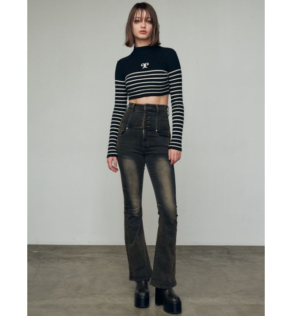 EMODA「ハイネッククロップロゴニット」|ニット・セーター|