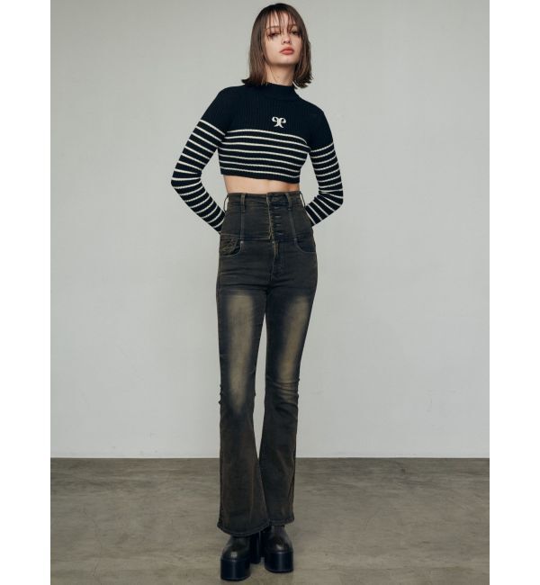 EMODA「ハイネッククロップロゴニット」|ニット・セーター|