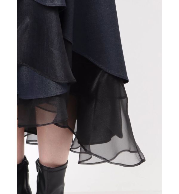 MERCURYDUO「異素材使いティアードスカート」|スカート|