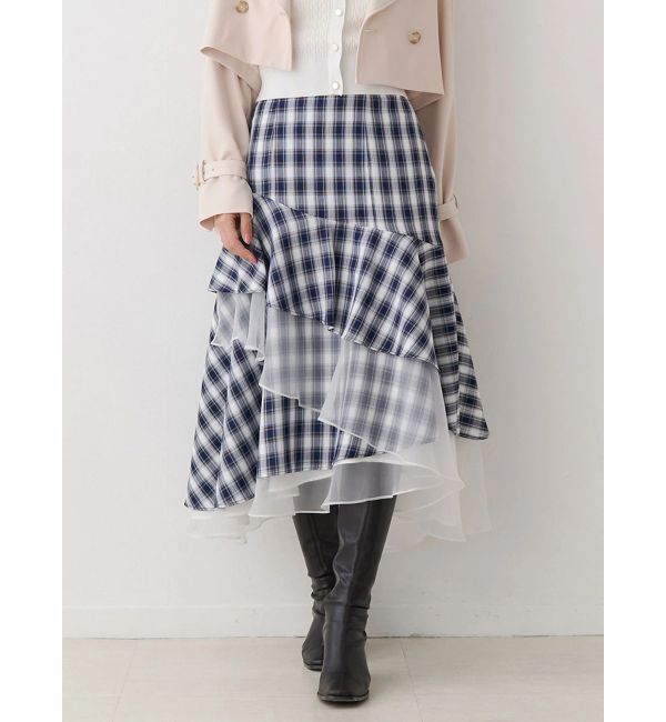 MERCURYDUO「異素材使いティアードスカート」|スカート|ミックス