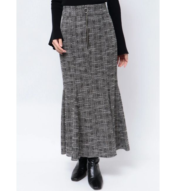 LAGUNAMOON「カットツイードフロントZIPスカート」|スカート|