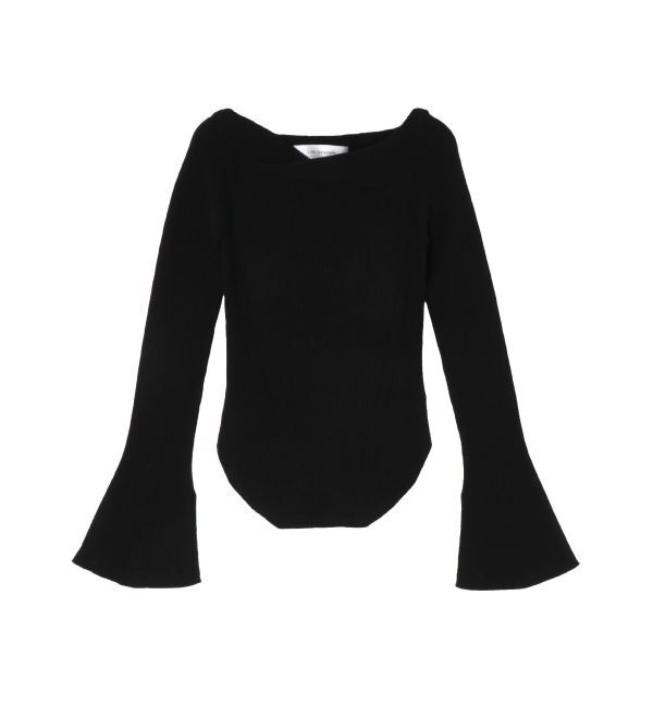 LAGUNAMOON「アシンメトリードレープフレアスリーブニット」|ニット・セーター|