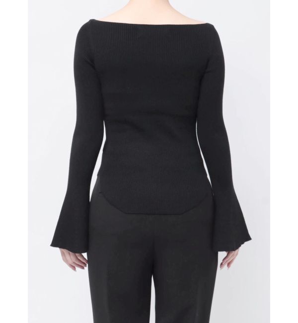 LAGUNAMOON「アシンメトリードレープフレアスリーブニット」|ニット・セーター|