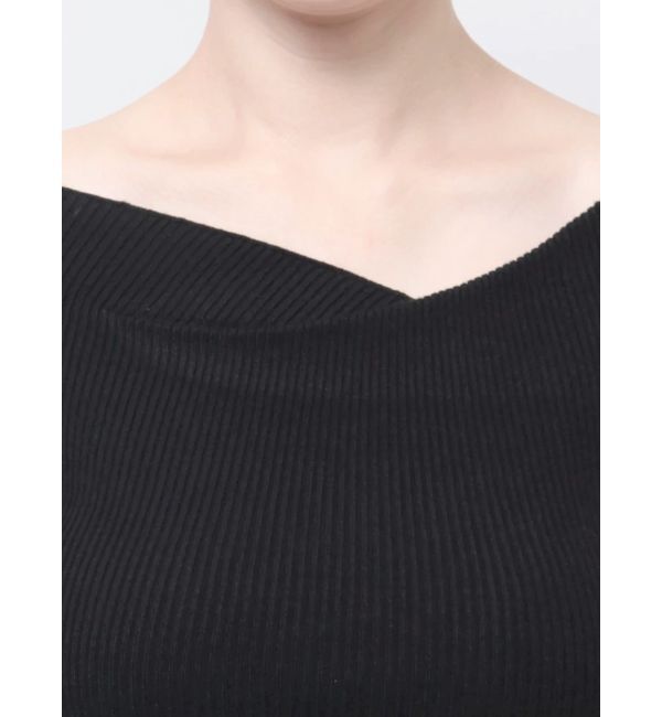 LAGUNAMOON「アシンメトリードレープフレアスリーブニット」|ニット・セーター|