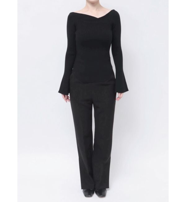 LAGUNAMOON「アシンメトリードレープフレアスリーブニット」|ニット・セーター|