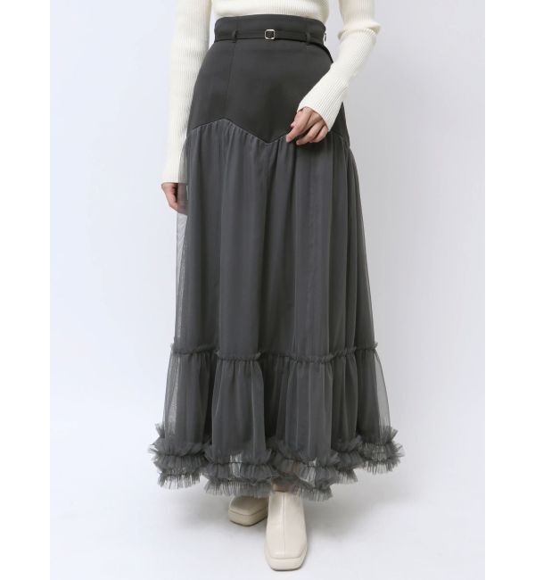 LAGUNAMOON「チュールドッキングフレアスカート」|スカート|