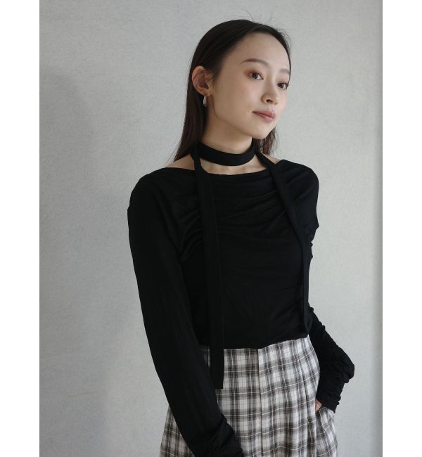 LAGUNAMOON「ドレープボウタイカットトップス」|Tシャツ・カットソー|