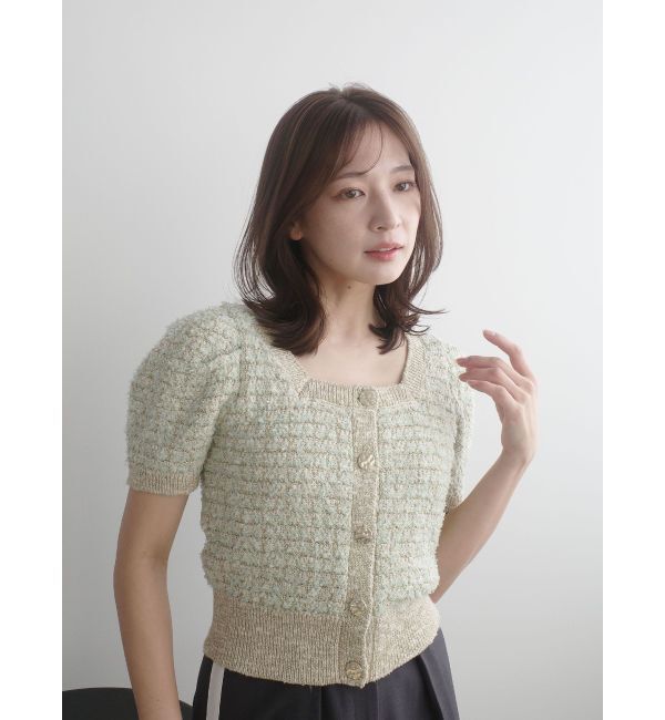 LAGUNAMOON「ツイードニットカーディガン」|カーディガン|ミントグリーン