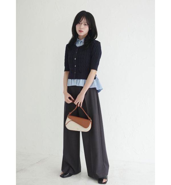 LAGUNAMOON「サイドベルトワイドパンツ」|その他|チャコールグレー