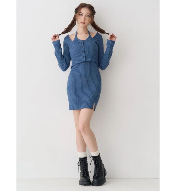 EVRIS「レイヤードホルターネックミニワンピース」|ワンピース|