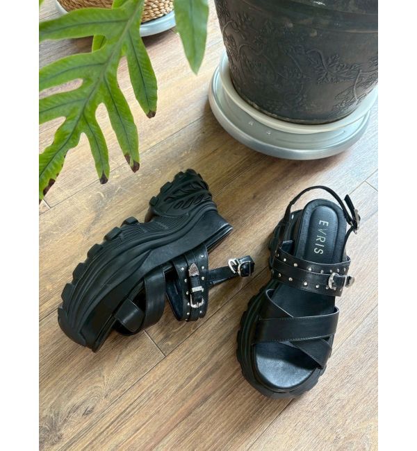 EVRIS「プラットフォームスニーカーサンダル」|サンダル|ブラック