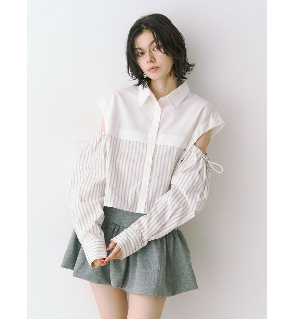 jouetie「カットアウトバイカラークロップドシャツ」|シャツ・ブラウス|オフホワイト