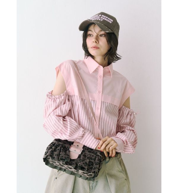 jouetie「カットアウトバイカラークロップドシャツ」|シャツ・ブラウス|