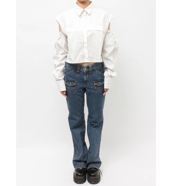 jouetie「カットアウトバイカラークロップドシャツ」|シャツ・ブラウス|