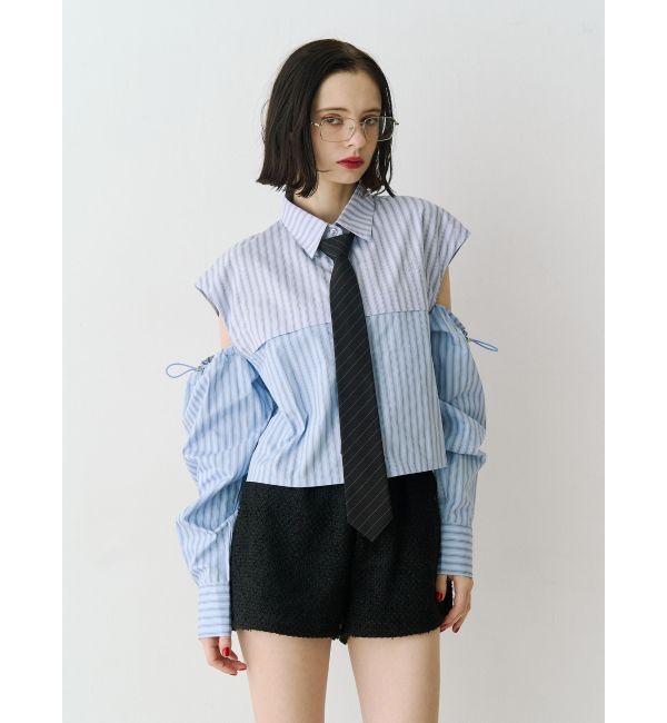 jouetie「カットアウトバイカラークロップドシャツ」|シャツ・ブラウス|