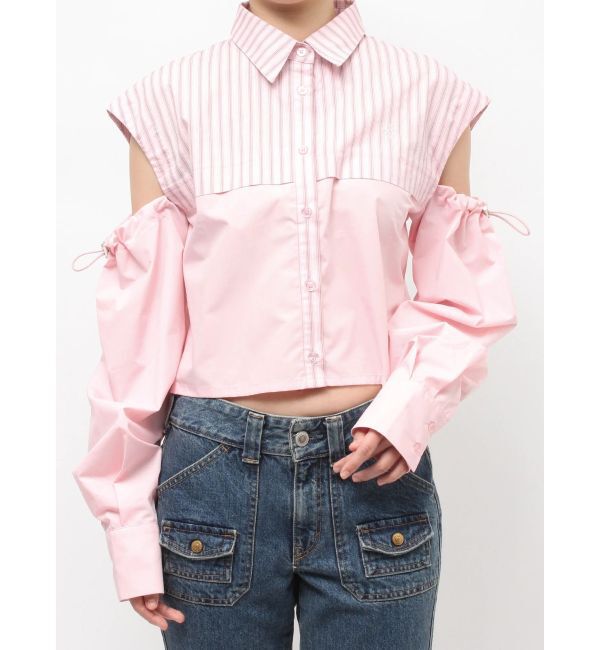 jouetie「カットアウトバイカラークロップドシャツ」|シャツ・ブラウス|