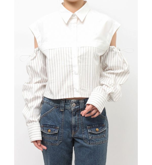 jouetie「カットアウトバイカラークロップドシャツ」|シャツ・ブラウス|