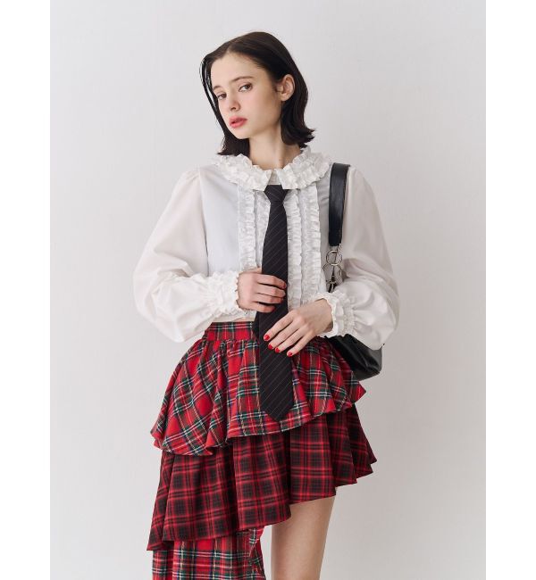 jouetie「アシメヘムチェックフリルスカート」|スカート|