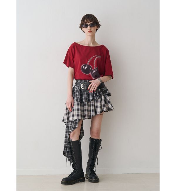 jouetie「アシメヘムチェックフリルスカート」|スカート|