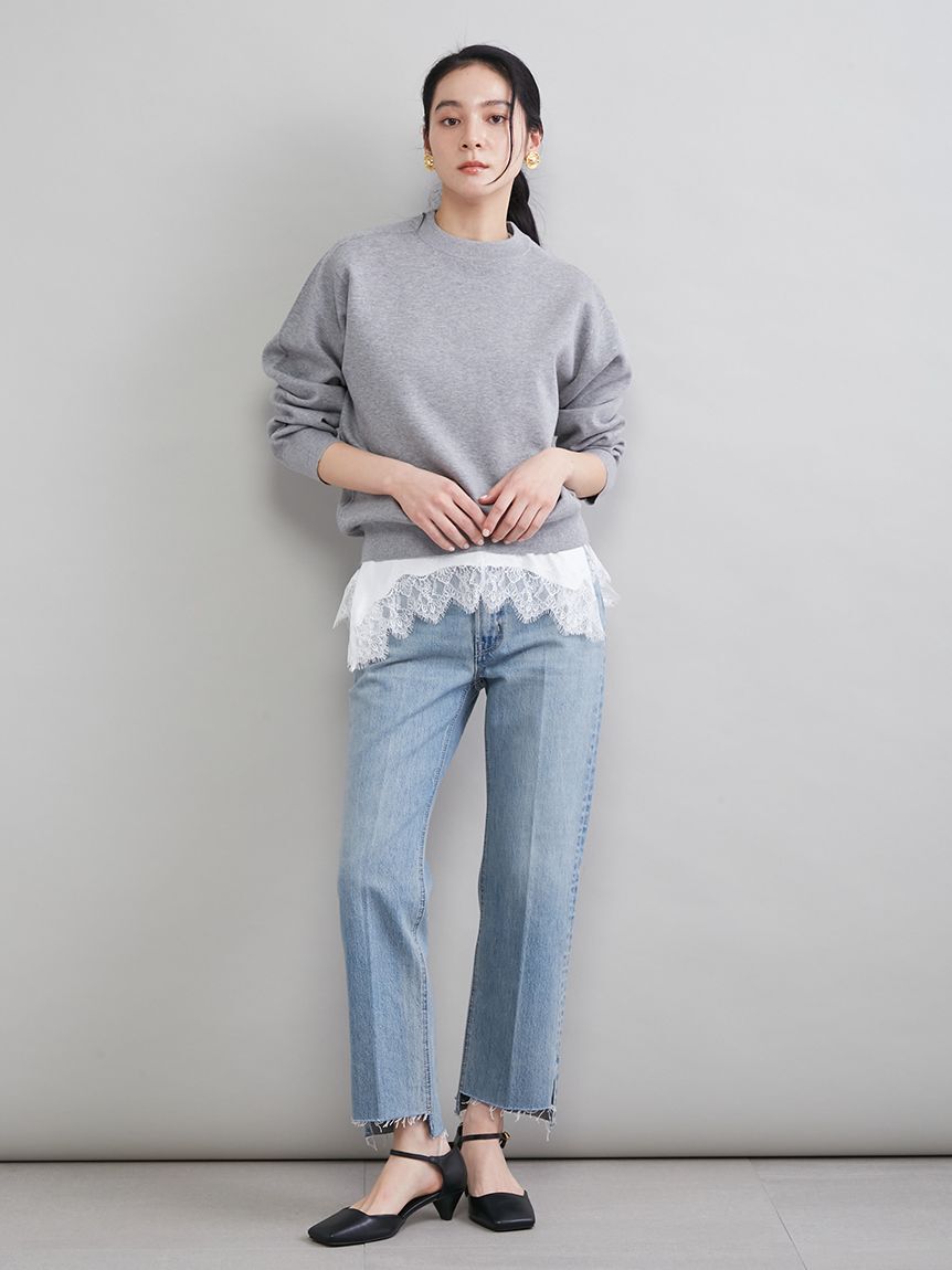 Mila Owen「【MILA PANTS】裾段差テーパードデニムパンツ」|デニム|