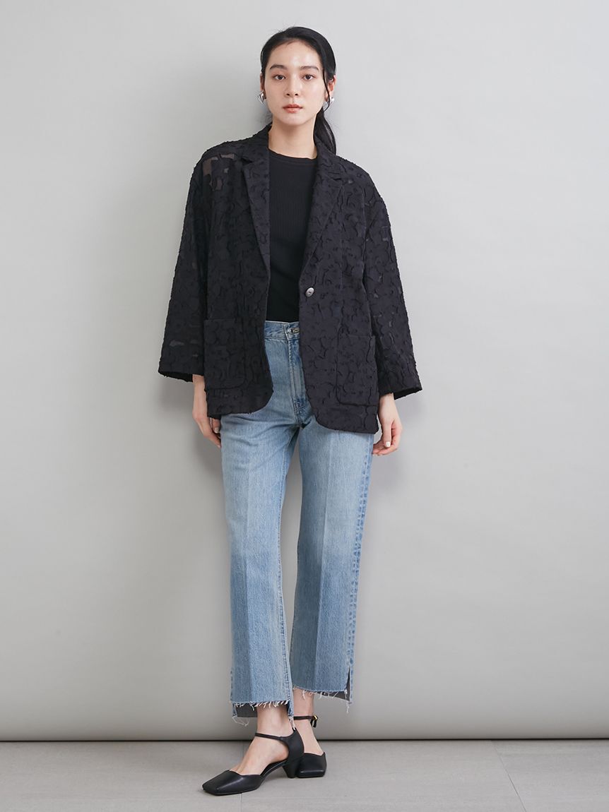 Mila Owen「【MILA PANTS】裾段差テーパードデニムパンツ」|デニム|