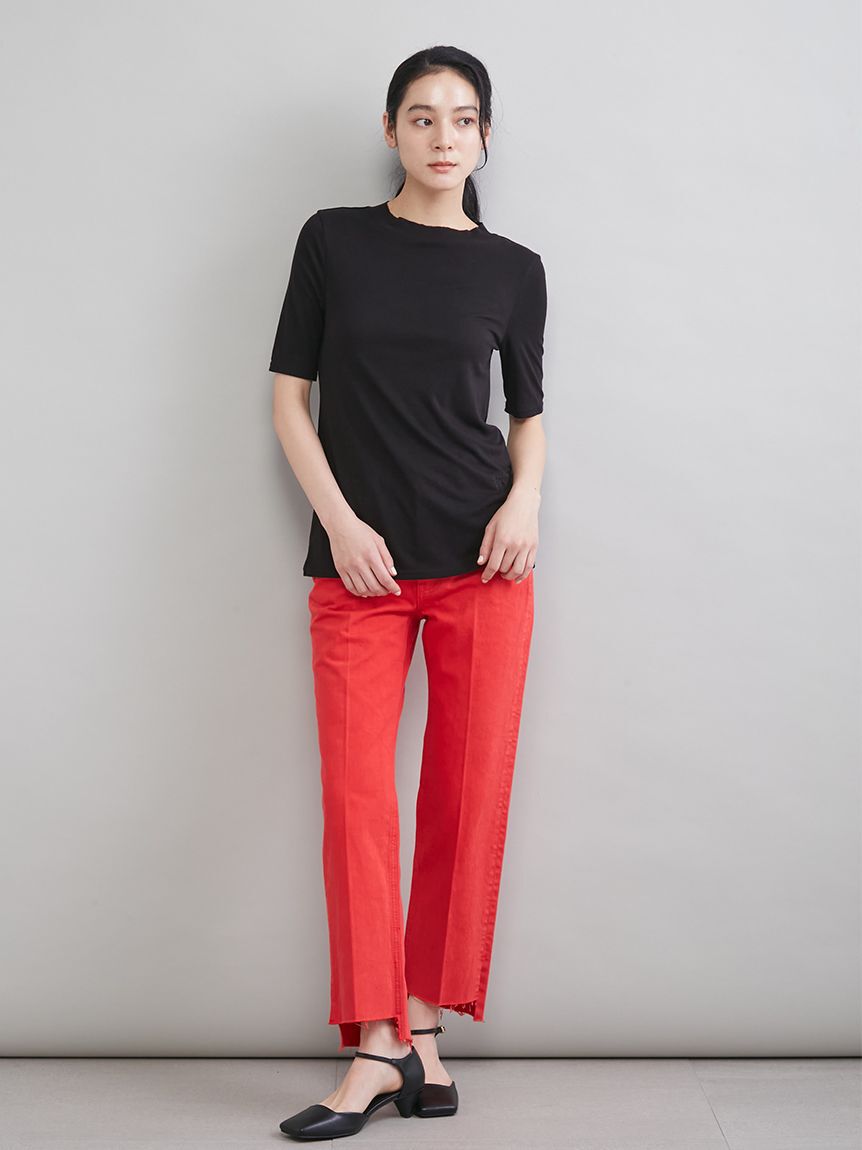 Mila Owen「【MILA PANTS】裾段差テーパードデニムパンツ」|デニム|