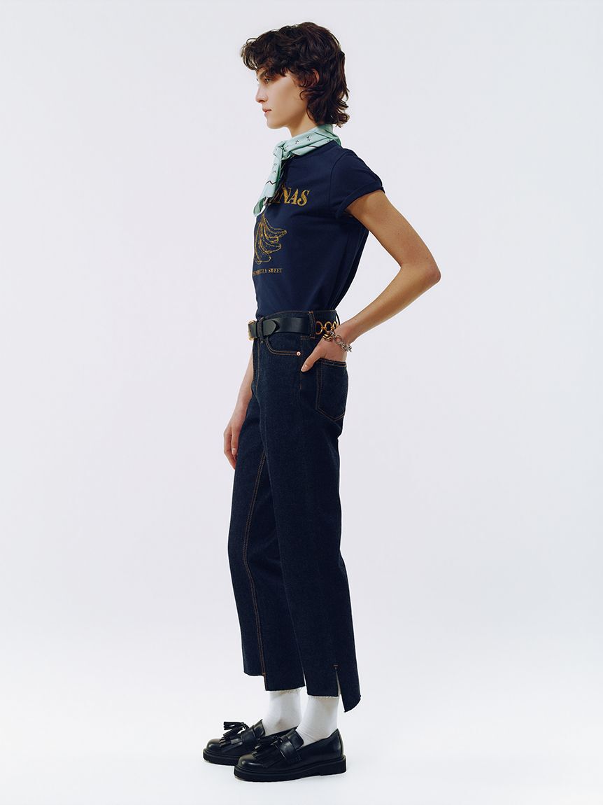 Mila Owen「【MILA PANTS】裾段差テーパードデニムパンツ」|デニム|