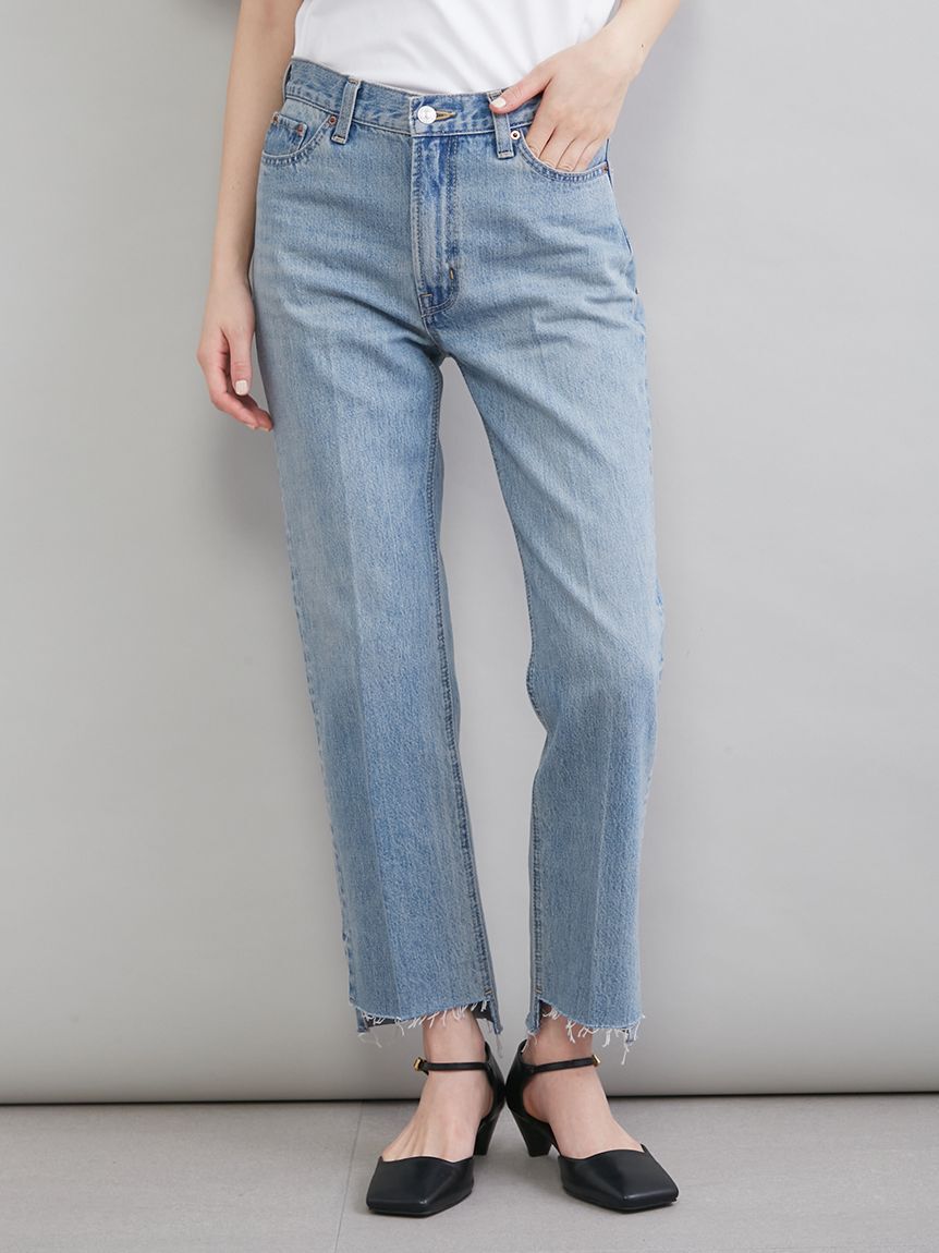 Mila Owen「【MILA PANTS】裾段差テーパードデニムパンツ」|デニム|